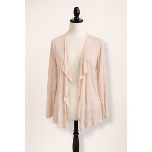 Promod Blush Open Front Cardigan | Size S | Draped Lightweight Sweater